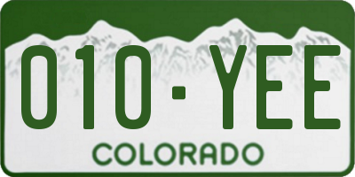 CO license plate 010YEE