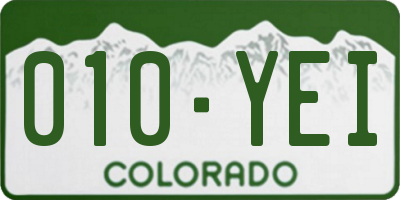 CO license plate 010YEI