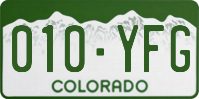 CO license plate 010YFG