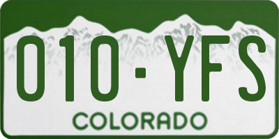 CO license plate 010YFS
