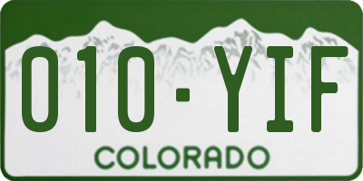 CO license plate 010YIF