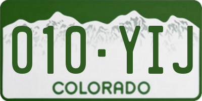 CO license plate 010YIJ