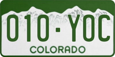 CO license plate 010YOC
