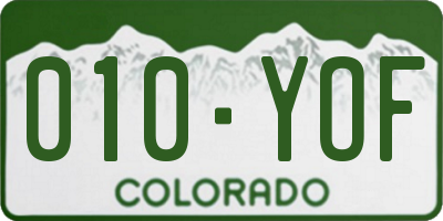 CO license plate 010YOF