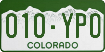 CO license plate 010YPO