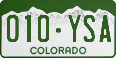 CO license plate 010YSA