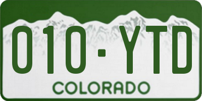 CO license plate 010YTD