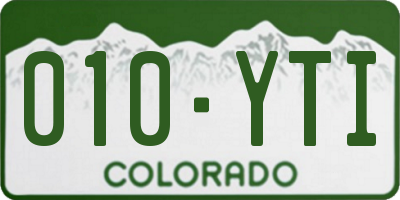 CO license plate 010YTI