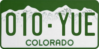 CO license plate 010YUE