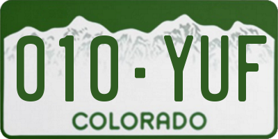 CO license plate 010YUF