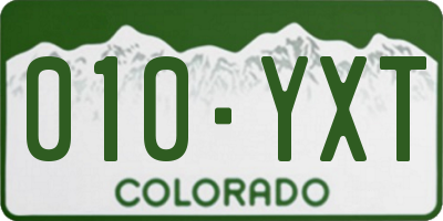 CO license plate 010YXT