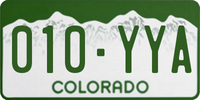 CO license plate 010YYA