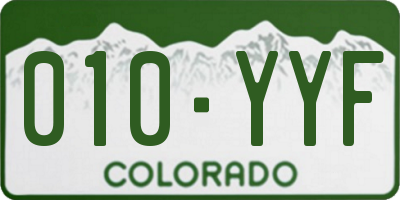 CO license plate 010YYF