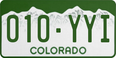 CO license plate 010YYI