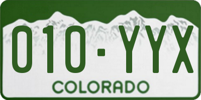 CO license plate 010YYX