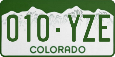 CO license plate 010YZE