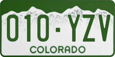 CO license plate 010YZV
