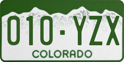 CO license plate 010YZX
