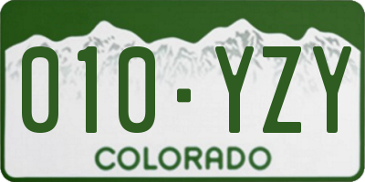 CO license plate 010YZY