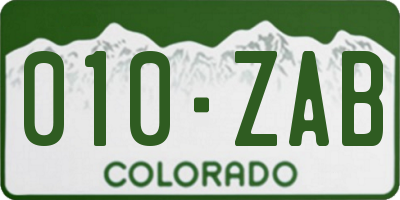 CO license plate 010ZAB