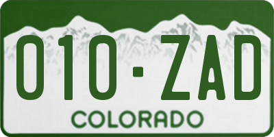 CO license plate 010ZAD