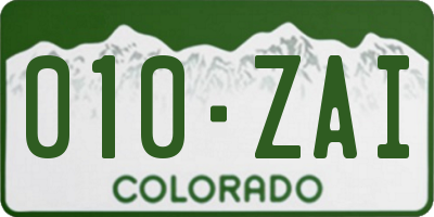CO license plate 010ZAI