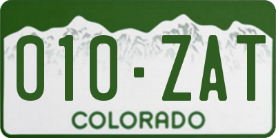 CO license plate 010ZAT