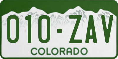 CO license plate 010ZAV