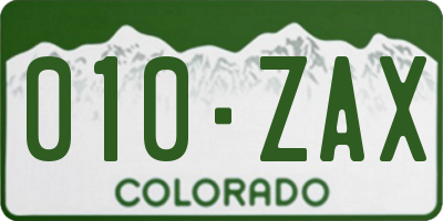CO license plate 010ZAX