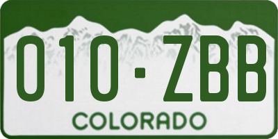 CO license plate 010ZBB