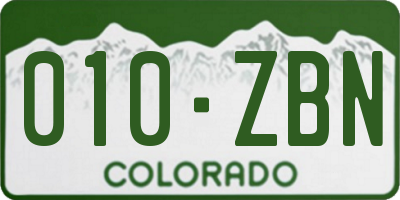 CO license plate 010ZBN