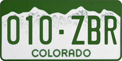 CO license plate 010ZBR