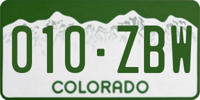 CO license plate 010ZBW