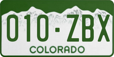CO license plate 010ZBX