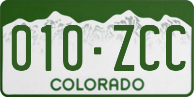 CO license plate 010ZCC