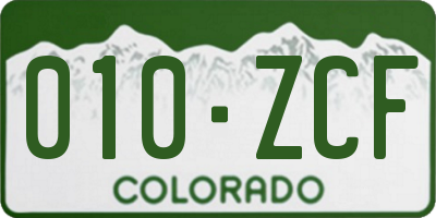 CO license plate 010ZCF