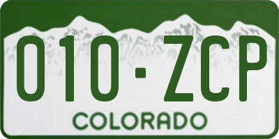CO license plate 010ZCP