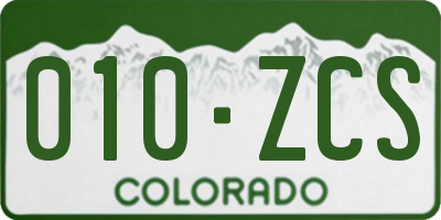 CO license plate 010ZCS