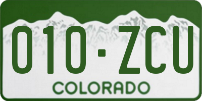 CO license plate 010ZCU