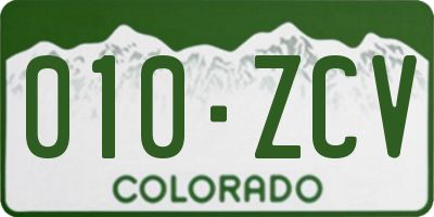 CO license plate 010ZCV