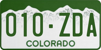 CO license plate 010ZDA