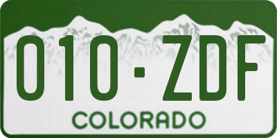 CO license plate 010ZDF