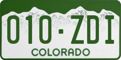 CO license plate 010ZDI