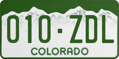 CO license plate 010ZDL