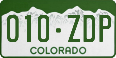 CO license plate 010ZDP