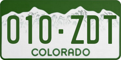 CO license plate 010ZDT