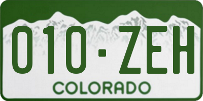 CO license plate 010ZEH