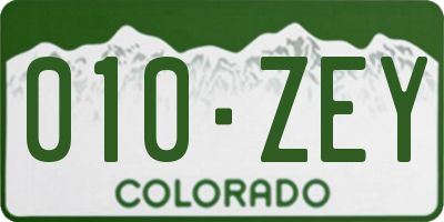 CO license plate 010ZEY