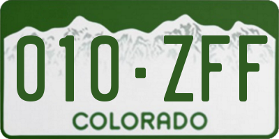 CO license plate 010ZFF
