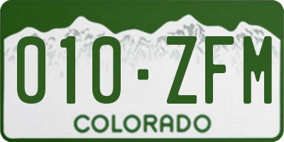 CO license plate 010ZFM